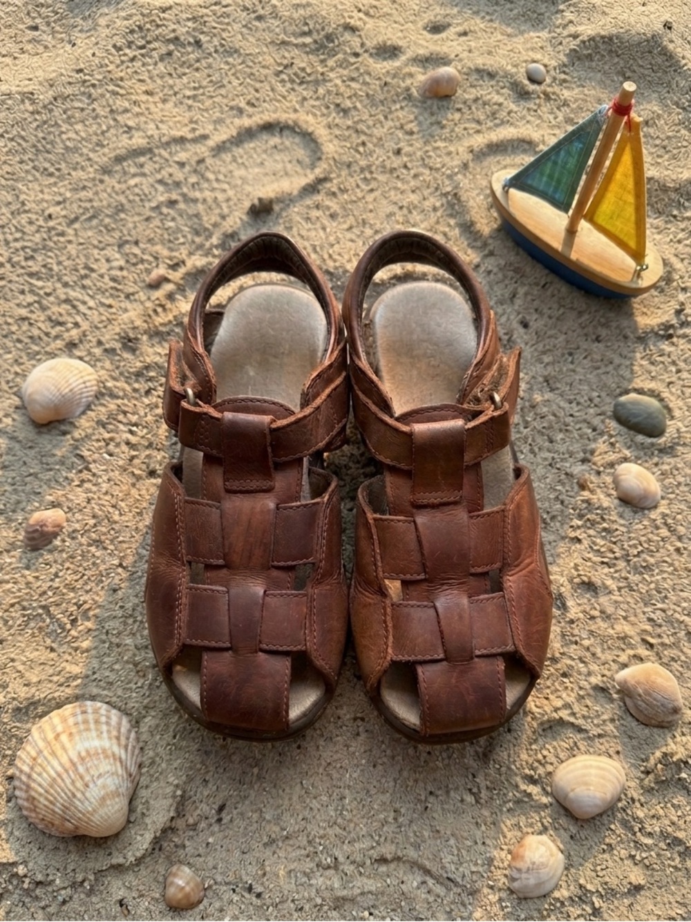 Stride Rite Little Boys Guppy Brown Leather sandal